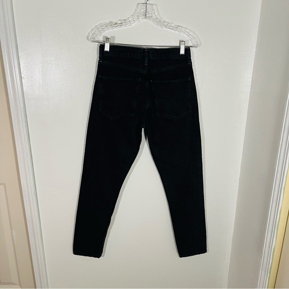 Agolde Jamie High Rise Classic Jeans Rematch Distressed Black Denim Preppy - Picture 8 of 10